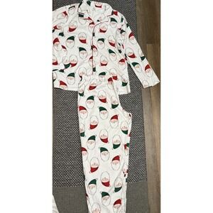 Carters Adult Unisex Pajama Set Santa Claus Print Button Front Shirt Pants XXL